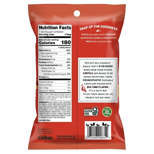 Harvest Snaps Crunchy Loops Sour Cream & Onion Caddy, 8 x 1.35 oz Case - Condiments & Sauces - image 2