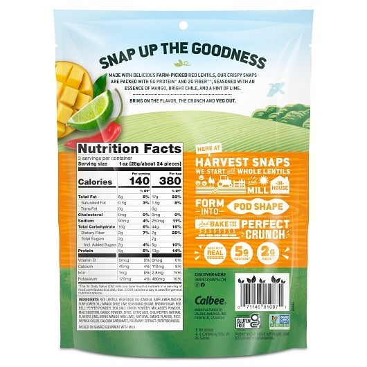 Harvest Snaps Mango Chile Lime Lentil Crisps, 12 x 3 oz Case - Beans & Legumes - image 2