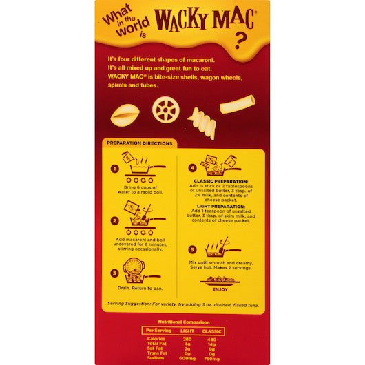 Wacky Mac N Cheese, 24 x 5.5 oz Case - Alternate product angle or state