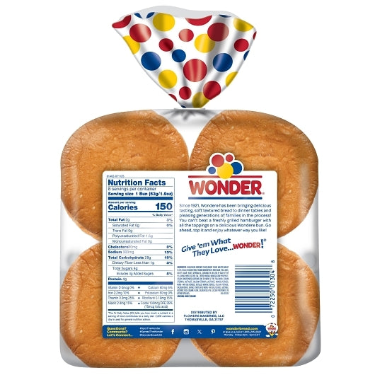 Wonder Hamburger Buns, 8 x 15 oz Case - Breads, Rolls & Buns - image 2