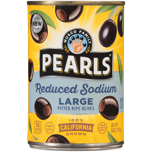 Pearls Reduced Sodium Large Pitted Olives Canned, 12 x 6 oz Case - DOT product image 2