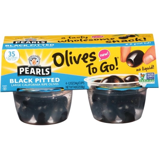 Pearls Black Pitted Olives To Go, 6 x 4.8 oz Case - DOT product image 2