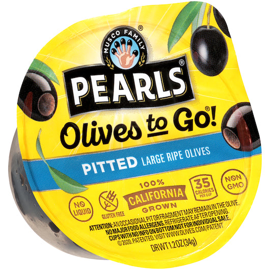 Pearls Black Ripe Olives To Go, 8 x 12 x 1.2 oz Case - Condiments & Sauces