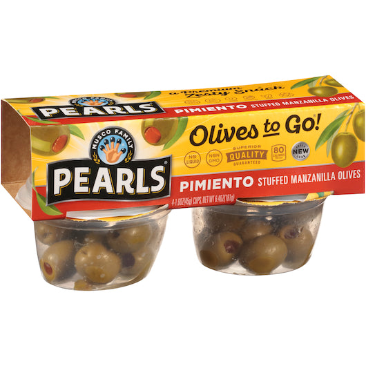 Pearls Manzanilla Pimento Stuffed Olives To Go, 6 x 6.4 oz Case - DOT product image 2