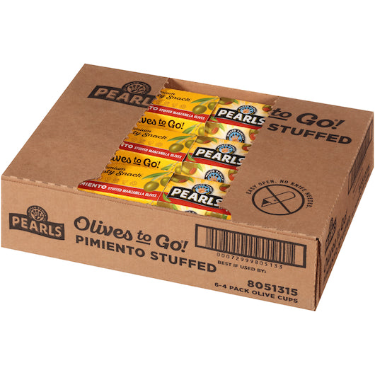 Pearls Manzanilla Pimento Stuffed Olives To Go, 6 x 6.4 oz Case - DOT product image 8