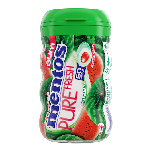 Mentos Sugar Free Pure Fresh Gum Watermelon Curvy Bottle, 6 x 6 x 50 PC Case - DOT product image 2