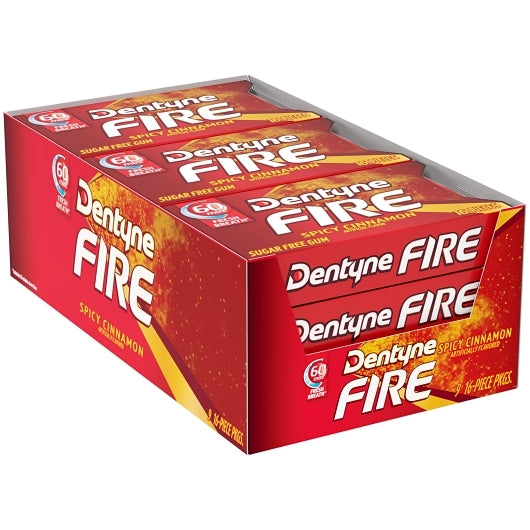 Dentyne Fire Gum Cinnamon Sugar Free, 18 x 9 x 16 ct Case - Candy & Confections - image 2