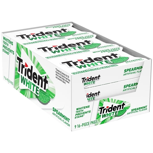 Trident Sugar Free White Spearmint Gum, 18 x 9 x 16 ct Case - Candy & Confections - image 2
