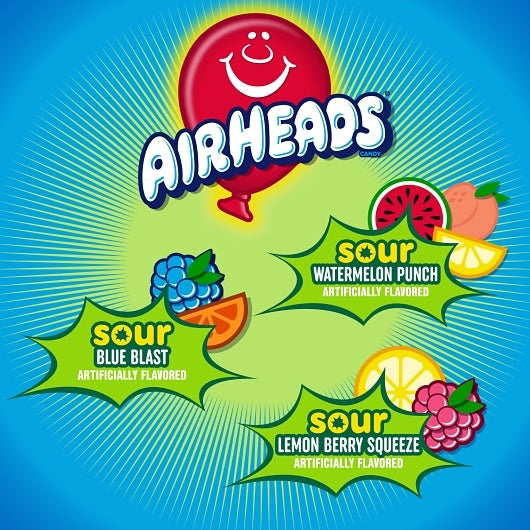 Airheads Sour individually wrapped full-sized candy bars, 12 x 4.4 oz Case - Candy & Confections - image 2