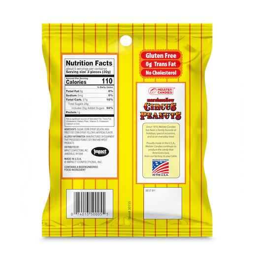 Melster Circus Peanuts Peg Bag, 12 x 6 oz Case - Candy & Confections - image 2