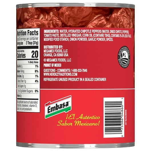 Embasa Chipotle Peppers in Adobo Sauce, 12 x 26 oz Case - DOT product image 8