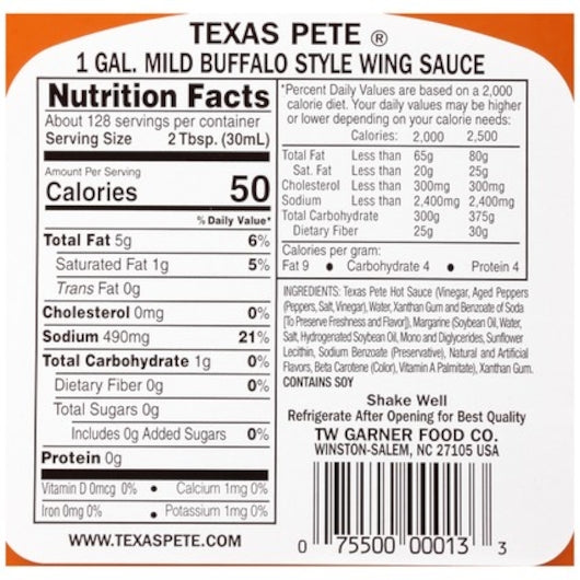 Texas Pete Mild Chicken Wing Sauce, 4 x 1 GA Case - DOT product image 2