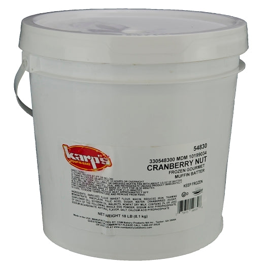 Baker and Baker Scoop-N-Bake Cranberry Nut Muffin Batter, 1 x 18 lb Case - GS1 closed shipping case image