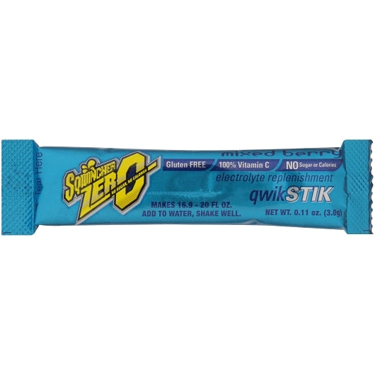 Sqwincher Qwik Stick Zero Mixed Berry Electrolytes, 10 x 50 x 0.11 oz Case - Nutritional - image 2