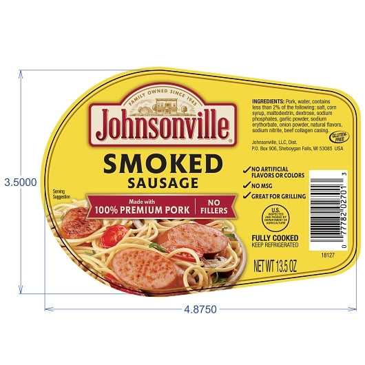 Johnsonville Smoked Sausage Fully Cooked Smoked Pork Rope Sausage, 10 x 13.5 oz Case - DOT product image 8