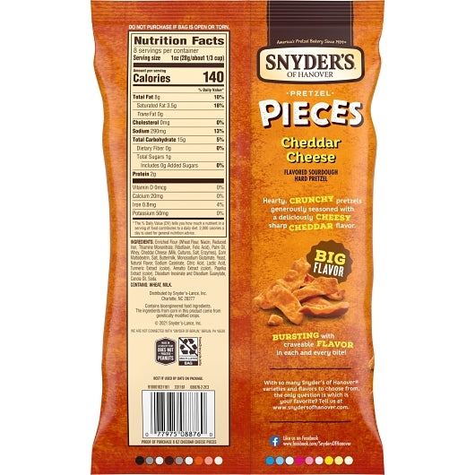 Snyder's Of Hanover Cheddar Cheese Pretzel Pieces, 6 x 8 oz Case - DOT product image 8