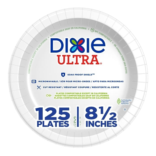 Dixie Ultra 8.5 Inch White Ultra Heavy Weight Paper Plate, 4 x 125 ct Case - DOT product image 2