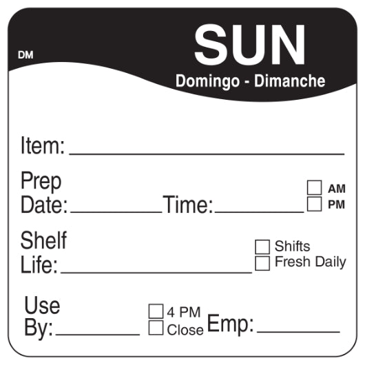 Daymark DissolveMark-Dissolvable Adhesive 2 inch X 2 Inch Rectangle Sunday Shelf Life Label, 12 x 250 ct Case - DOT product image 2