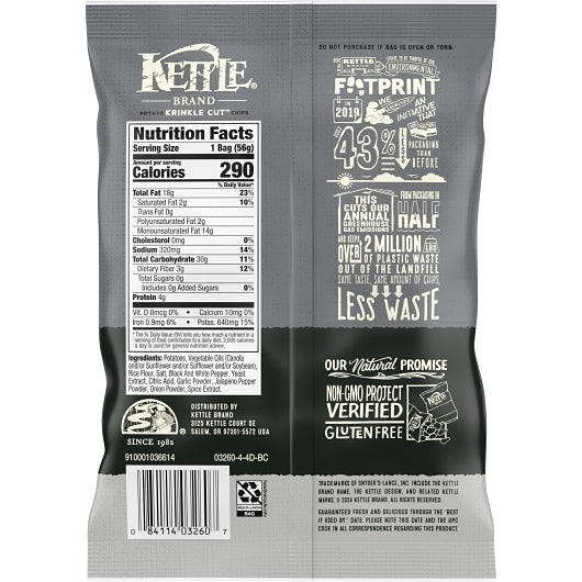Kettle Krinkle Cut Sea Salt & Pepper Krinkle Cut Potato Chips, 6 x 2 oz Case - DOT product image 8