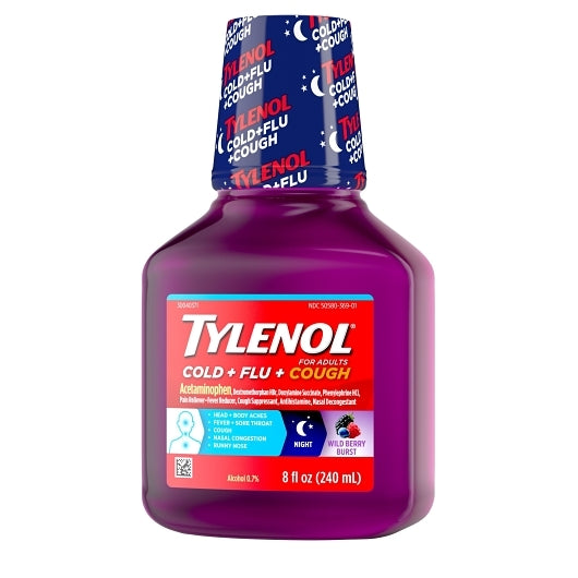 Tylenol Cold Flu Wildberry Cough Bottle Syrup Bottle, 8 x 3 x 8 fl oz Case - DOT product image 8