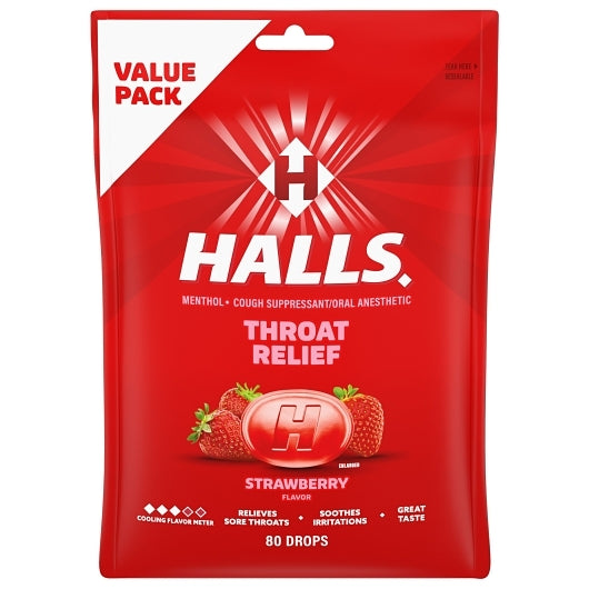 Halls Strawberry Eco Bag Cough Drops, 12 x 80 ct Case - DOT product image 2