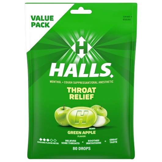 Halls Green Apple Cough Drops, 12 x 80 ct Case - Health & Personal Care - image 2