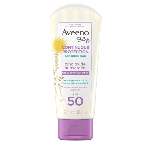 Aveeno Baby Sensitive Skin Lotion SPF 50 Sunscreen, 4 x 3 x 3 fl oz Case - Health & Personal Care - image 2