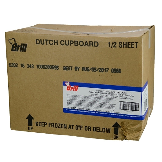 Brill Chocolate Uniced 1/2 Sheet Cake, 6 x 3.25 lb Case - GS1 closed shipping case image