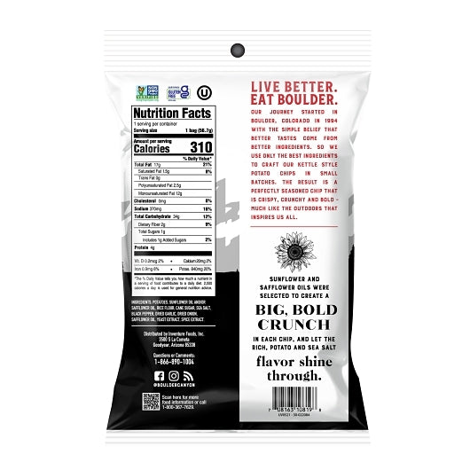 Boulder Canyon Sea Salt & Cracked Pepper, 8 x 2 oz Case - Alternate product angle or state