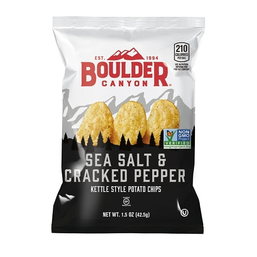 Boulder Canyon Kettle Chips Sea Salt Cracked Pepper, 55 x 1.5 oz Case - DOT product image 2