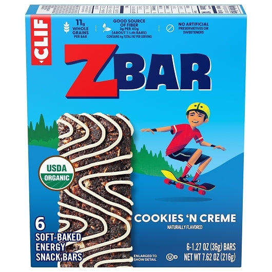 Clif Zbar Cookies 'N Creme Energy Bar, 9 x 6 x 1.27 oz Case - Bakery & Desserts - image 2