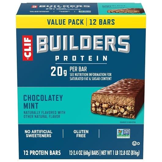 Clif Builders Chocolate Mint Protein Bar, 4 x 12 x 2.4 oz Case - Candy & Confections - image 2