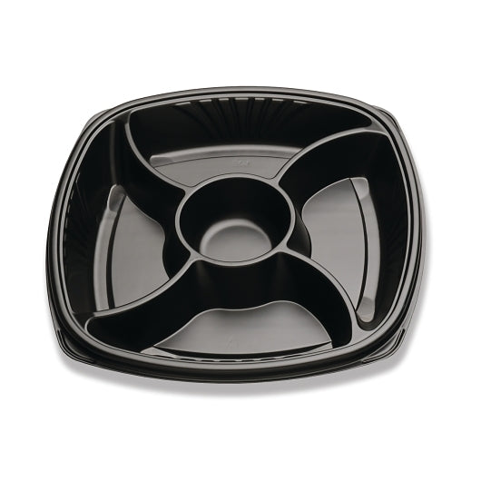D & W Forum 14" 5 Compartment, Black, Deep, Square Cater Tray, 2 x 24 x 24 each Case - DOT product image 2