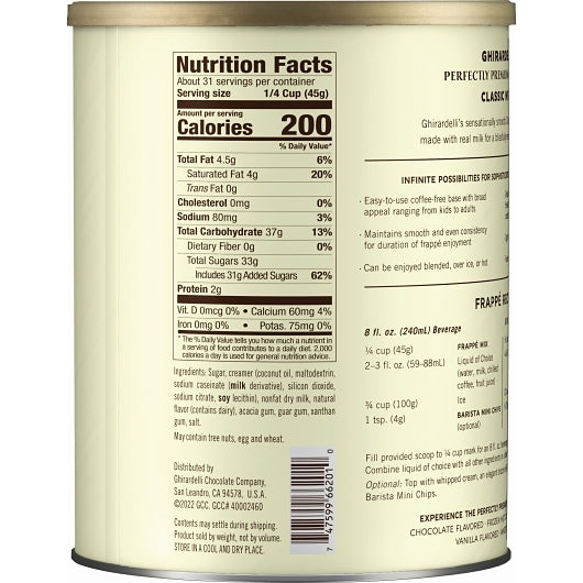 Ghirardelli Classic White Can Frappe, 6 x 3.12 lb Case - DOT product image 2