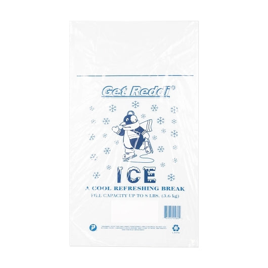 Pitt Plastics 12 Inch X 21 Inch 1.5 Millimeter Clear Flat Pack Blue Ink 10 Pound Ice Bag, 1 x 1000 ct Case - Trash Bags