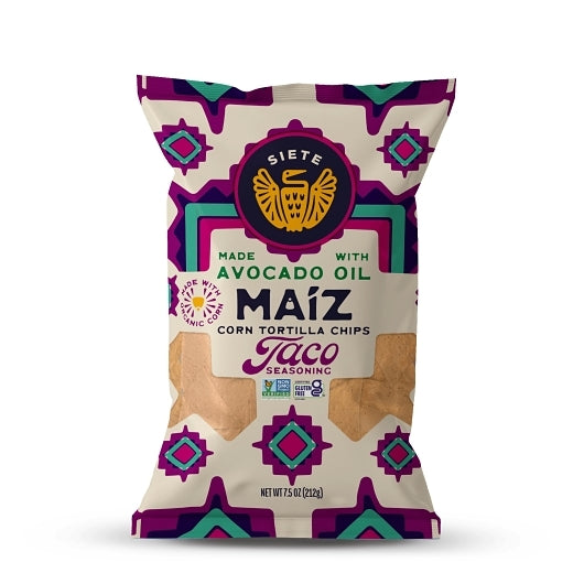 Siete Family Foods Taco Seasoning White Yellow Corn Tortilla Chip, 6 x 7.5 oz Case - Snacks - image 2