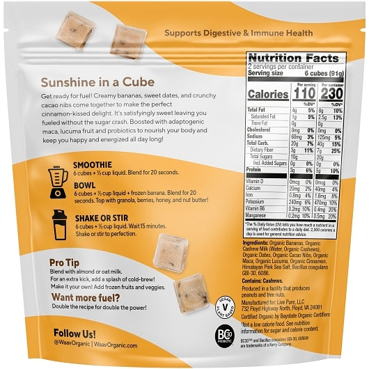 Waav Organic Chocolate Chip Churro Smoothie Cubes, 6 x 12 ct Case - Frozen Fruit - image 2