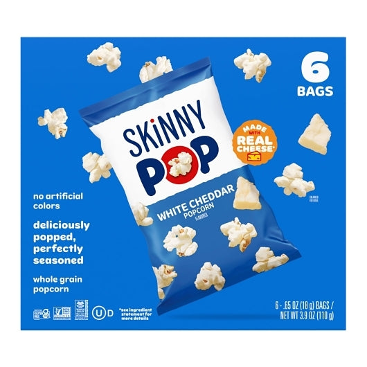 SkinnyPop White Cheddar Popcorn Bag, 6 x 3.9 oz Case - Popcorn, Pretzels & Snack Mix - image 2