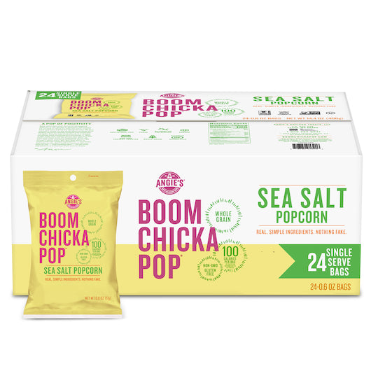 Angie's Boom Chicka Artisan Treats Kosher Sea Salt Popcorn, 24 x 0.6 oz Case - DOT product image 2
