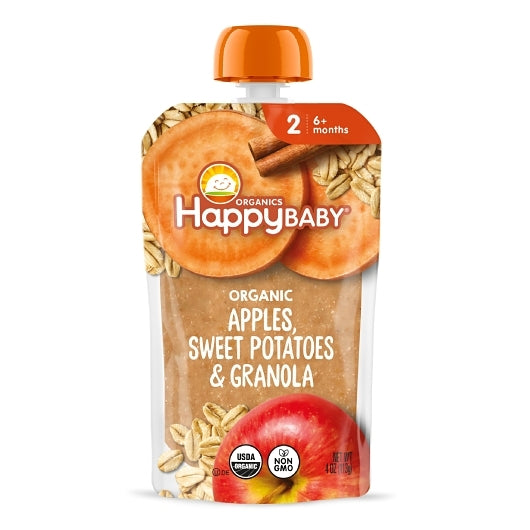 Happy Baby Stage 2 Clearly Crafted Apple Sweet Potato & Granola, 2 x 8 x 4 oz Case - Breakfast Foods - image 2