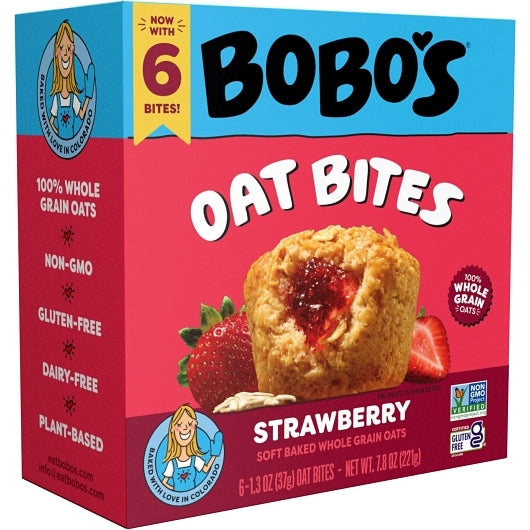 Bobo's Strawberry Oat Bites, 6 x 7.8 oz Case - Snack Bars & Granola Bars - image 2