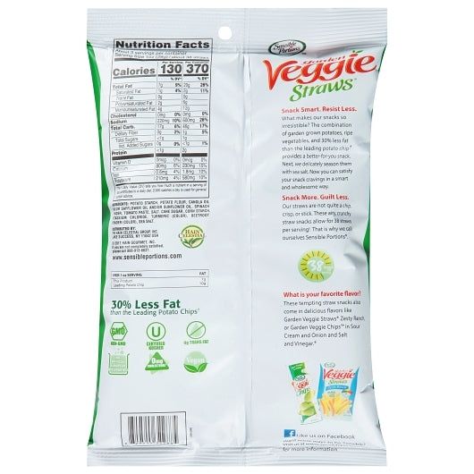 Sensible Portions VEGGIE STRAWS SEA SALT, 6 x 2.75 oz Case - DOT product image 2