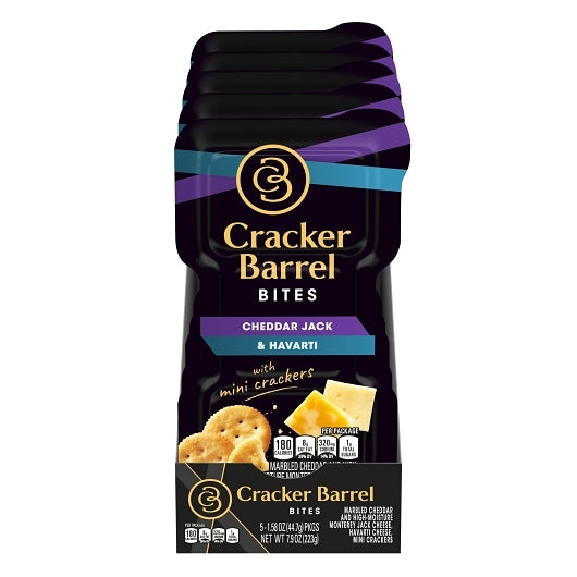 Cracker Barrel Cheddar Jack Havarti Bites With Mini Crackers, 2 x 5 x 1.58 oz Case - Crackers & Grahams - image 2