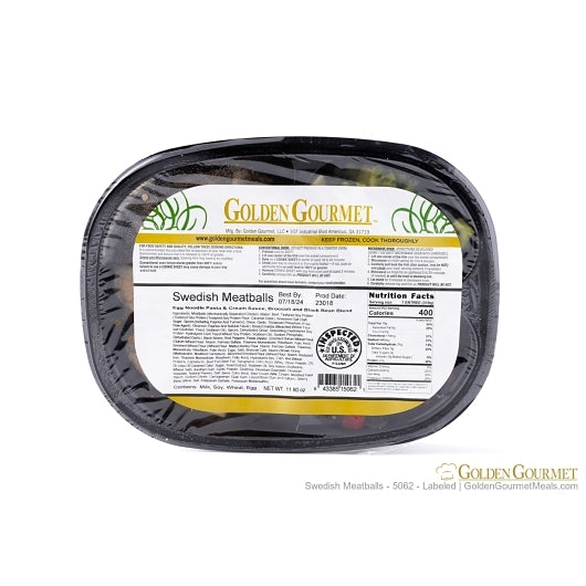 Golden Gourmet Swedish Meatballs With Pasta, Broccoli, & Black Bean Mix, 20 x 1 ct Case - Supplemental package label