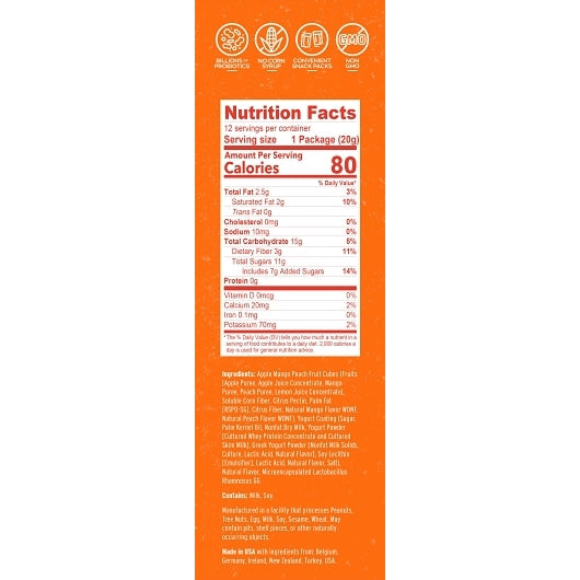 Nature's Garden Probiotic Mango Peach Yoggies Single Serve Bags, 6 x 12 x 0.7 oz Case - Disposables - image 2