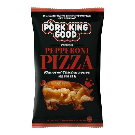 Pork King Good Pepperoni Pizza Pork Rinds Single Serve Bag, 12 x 1.75 oz Case - Prepared Foods - image 2