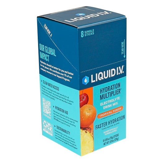 Liquid I.V. Tropical Punch Hydration Multiplier Electrolyte Drink Mix 8 Count, 12 x 8 x 0.56 oz Case - Pantry