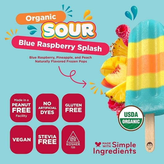 JonnyPops Organic Sour Blue Raspberry Splash Minis Frozen Pops, 6 x 6 each Case - Frozen Fruit - image 2