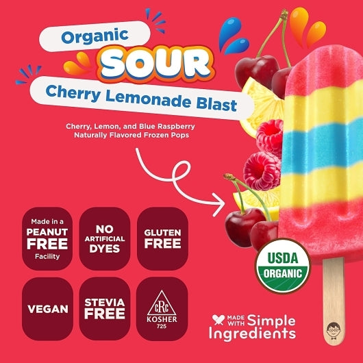 JonnyPops Organic Sour Cherry Lemonade Blast Minis Pops, 6 x 6 each Case - Frozen Fruit - image 2