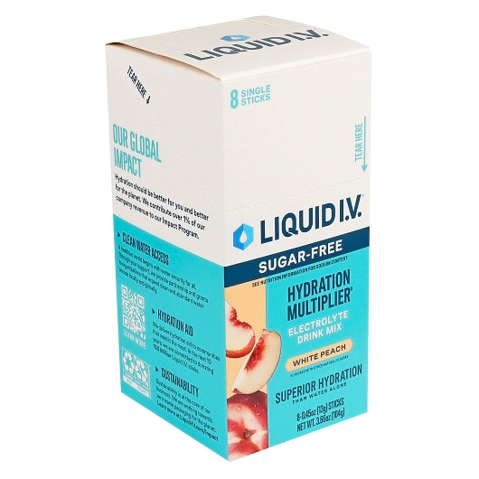 Liquid I.V. Sugar Free Peach Hydration Multiplier Electrolyte Drink Mix 8 Count, 12 x 8 x 0.459 oz Case - Pantry - image